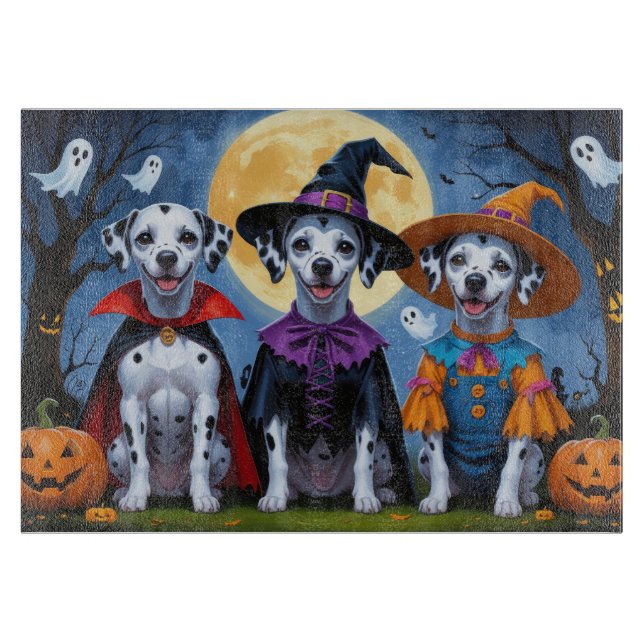 Dalmatian Dogs Pumpkin Halloween Funny Cutting Board (Front)
