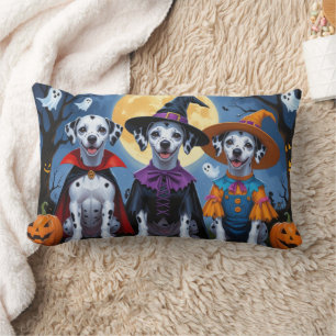 Dalmatian Dogs Pumpkin Halloween Funny Lumbar Cushion
