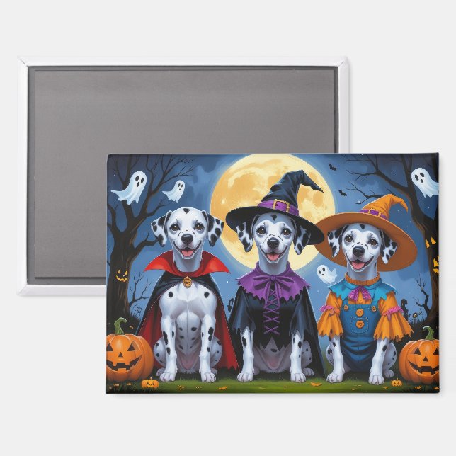 Dalmatian Dogs Pumpkin Halloween Funny Magnet (Front/Back)