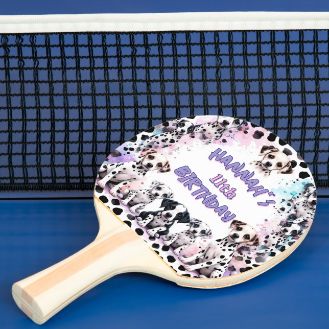 Dalmatian Dogs Purple Watercolor Birthday Party Ping Pong Paddle (Insitu)