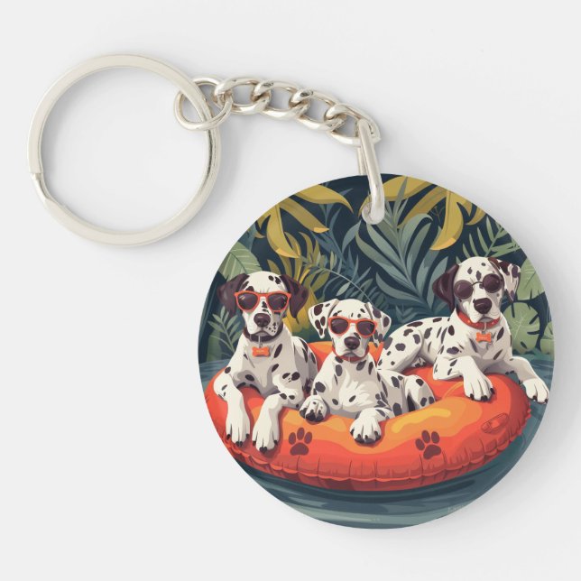 Dalmatian Dogs Summer Pineapple Pool Float Key Ring (Front)