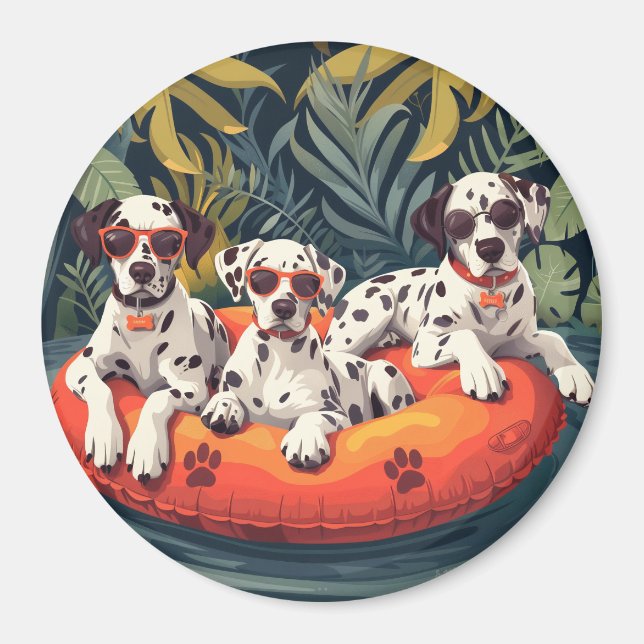 Dalmatian Dogs Summer Pineapple Pool Float Magnet (Front)