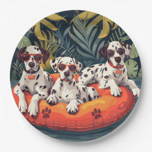 Dalmatian Dogs Summer Pineapple Pool Float Paper Plate