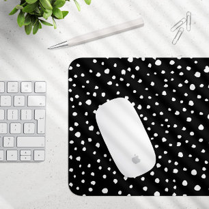 Dalmatian Dots, Dalmatian Spots, Black and White Mouse Pad