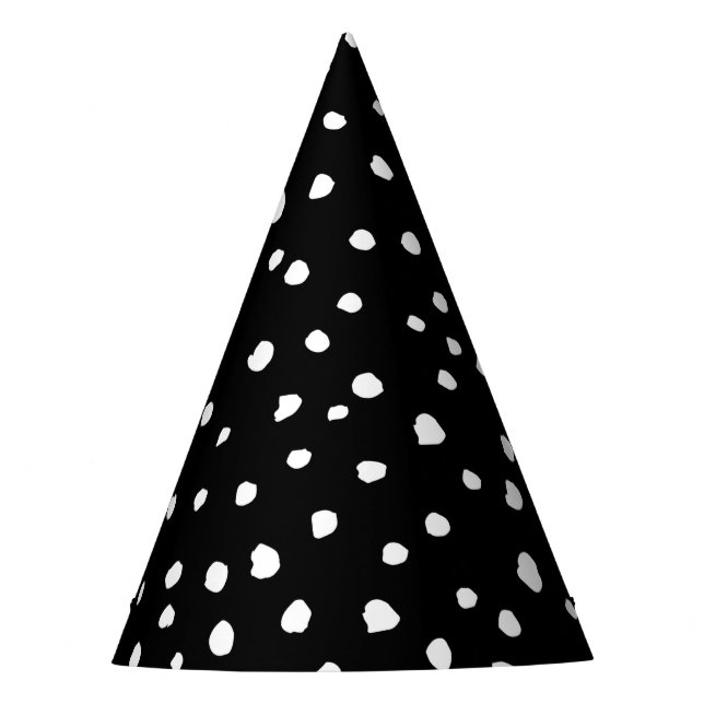 Dalmatian Dots, Dalmatian Spots, Black and White Party Hat (Front)