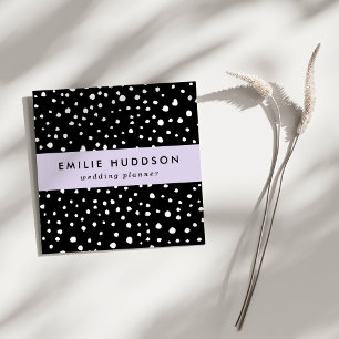Dalmatian Dots, Dalmatian Spots, Black and White Square Business Card
