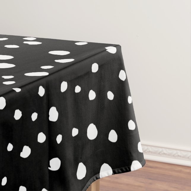 Dalmatian Dots, Dalmatian Spots, Black and White Tablecloth (In Situ)