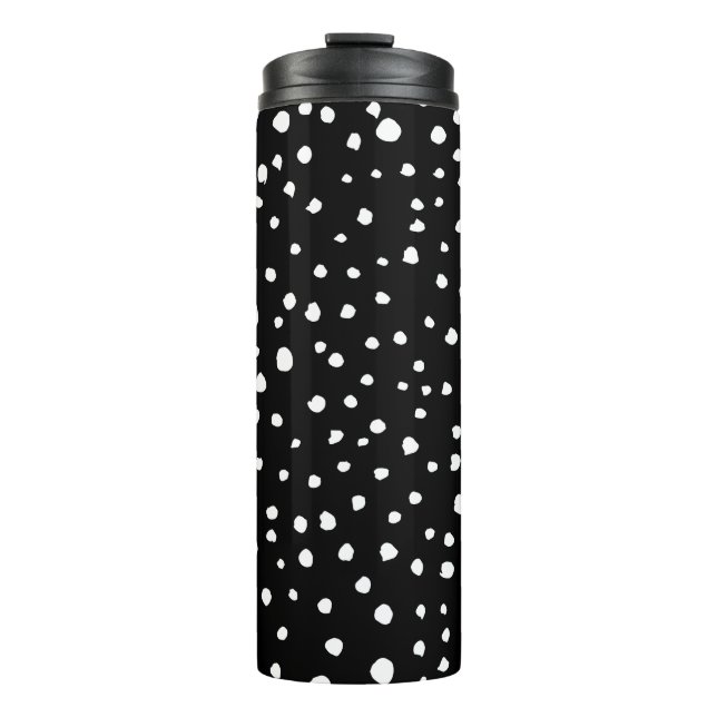Dalmatian Dots, Dalmatian Spots, Black and White Thermal Tumbler (Front)
