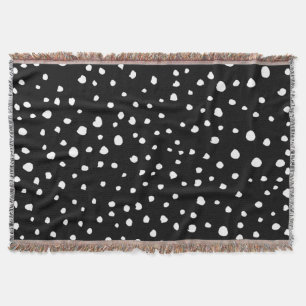 Dalmatian Dots, Dalmatian Spots, Black and White Throw Blanket