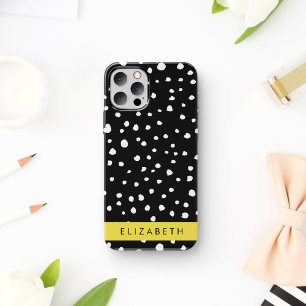 Dalmatian Dots, Spots, Black and White, Your Name iPhone 12 Pro Case