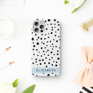 Dalmatian Dots, Spots, Black and White, Your Name iPhone 12 Pro Case
