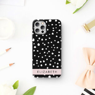 Dalmatian Dots, Spots, Black and White, Your Name iPhone 12 Pro Case