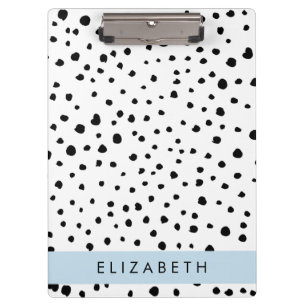 Dalmatian Dots, Spots, Black and White, Your Name Clipboard