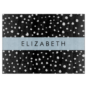 Dalmatian Dots, Spots, Black and White, Your Name Cutting Board