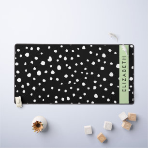 Dalmatian Dots, Spots, Black and White, Your Name Desk Mat