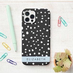 Dalmatian Dots, Spots, Black and White, Your Name iPhone 12 Pro Case