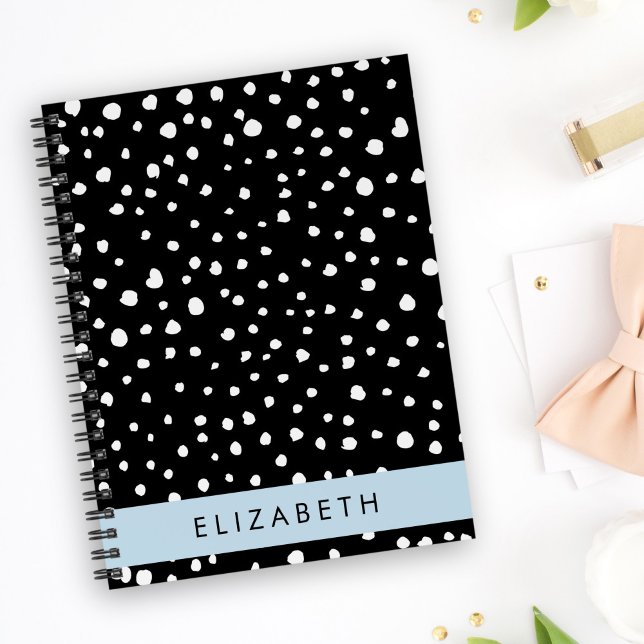 Dalmatian Dots, Spots, Black and White, Your Name Notebook (Creator Uploaded)
