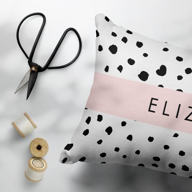 Dalmatian Dots, Spots, Black and White, Your Name Pillowcase (Creator Uploaded)