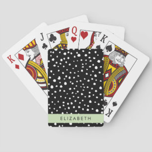 Dalmatian Dots, Spots, Black and White, Your Name Playing Cards