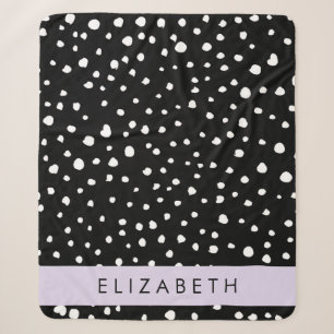 Dalmatian Dots, Spots, Black and White, Your Name Sherpa Blanket