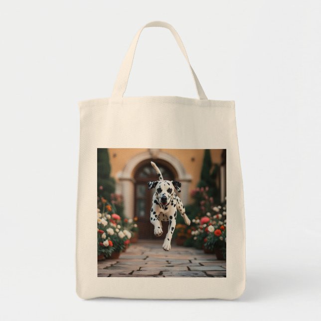 Dalmatian Elegant Grocery Tote Bag (Front)