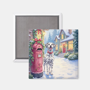 Dalmatian Festive Mailbox Christmas Art Magnet
