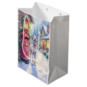 Dalmatian Festive Mailbox Christmas Art Medium Gift Bag