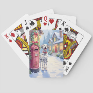 Dalmatian Festive Mailbox Christmas Art Playing Cards
