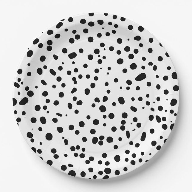Dalmatian Firefighter Black White Birthday Paper Plate (Front)