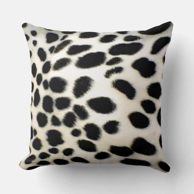 Dalmatian Fur Customise Texture Black and White Cushion (Front)