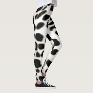 Dalmatian Fur Customise Texture Black and White Leggings