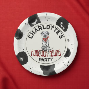 Dalmatian Furever Young 1st Birthday Pawty Paper Plate