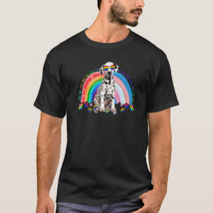 Dalmatian Gay Pride Lgbt Rainbow Flag Sunglasses L T-Shirt