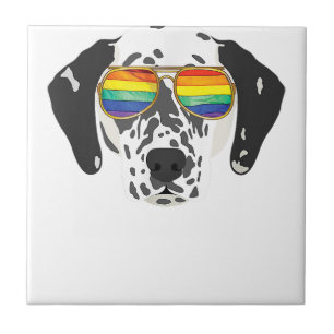 Dalmatian Gay Pride Shirt Lesbian LGBT Rainbow Fla Ceramic Tile