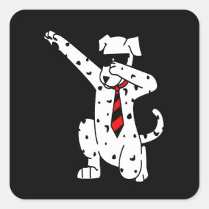 Dalmatian Gift Dalmatian Wearing Glasses Tie Square Sticker