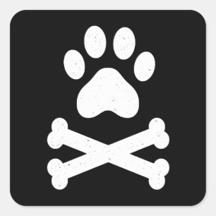 Dalmatian Gift Dog Paws With Bones For Dalmatian Square Sticker