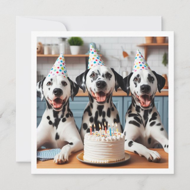 Dalmatian greeting card, Dalmatian birthday Invitation (Front)