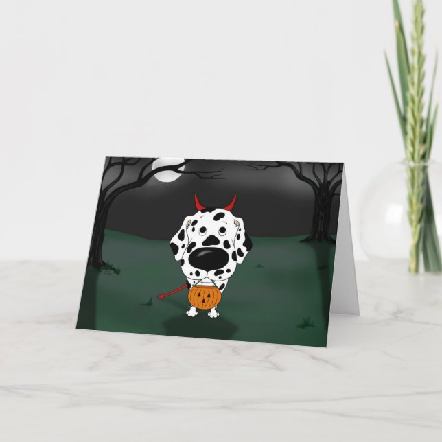 Dalmatian Halloween Devil Card (Front)