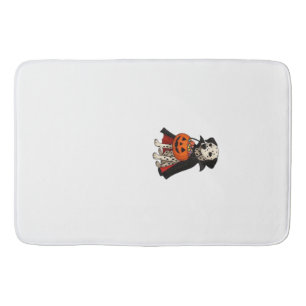 Dalmatian Halloween Vampire Dog with Pumpkin Baske Bath Mat