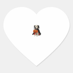 Dalmatian Halloween Vampire Dog with Pumpkin Baske Heart Sticker
