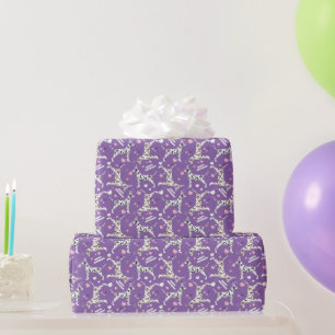 Dalmatian Happy Birthday Purple  Wrapping Paper