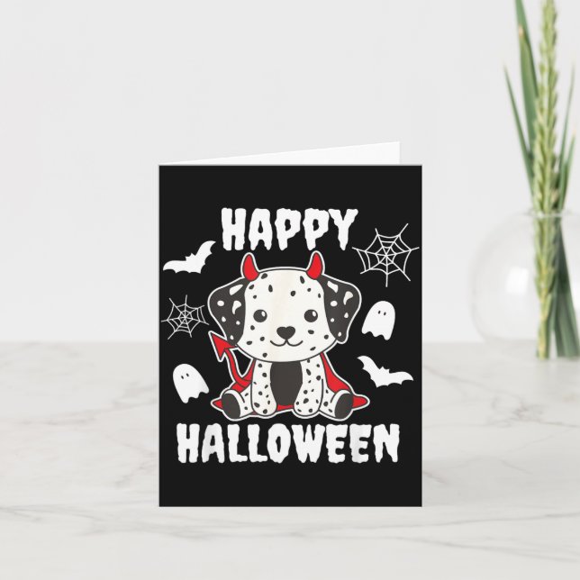 Dalmatian Happy Halloween Devil Dogs Card (Front)
