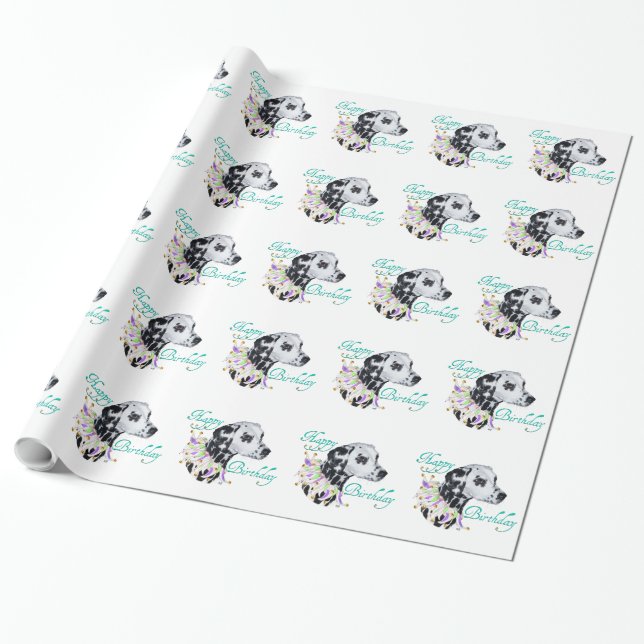 Dalmatian Hapy Birthday Wrapping Paper (Unrolled)