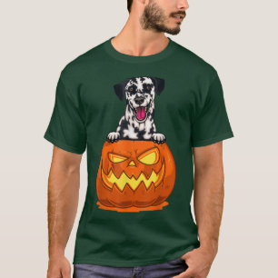Dalmatian Head Halloween Pumpkin Dog Breed Lovers T-Shirt