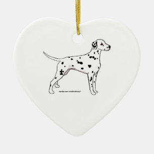 Dalmatian Heart -- Black-Spotted Ceramic Ornament