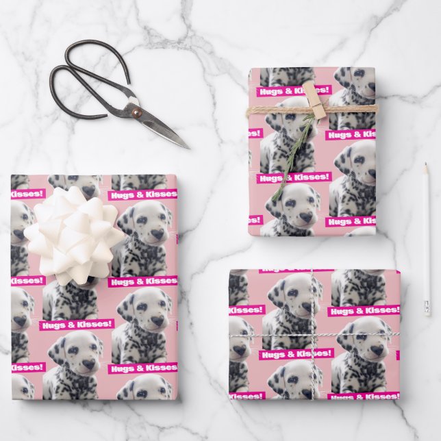 Dalmatian Heart Nose Wrapping Paper Sheet (Front)
