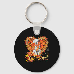 Dalmatian Hello Autumn Dog Leaves Heart Fall Thank Key Ring