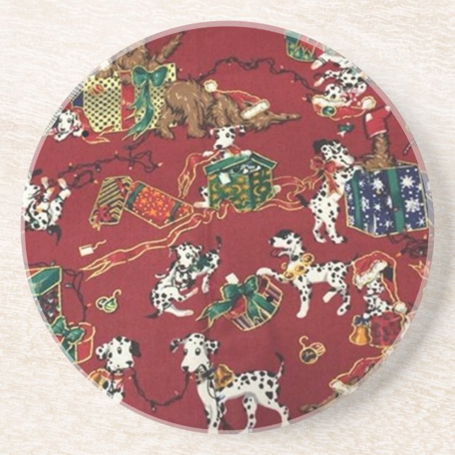 Dalmatian Holiday Print Coaster (Front)