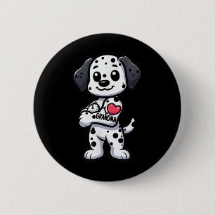 Dalmatian I Love Grandma Funny Dog Tattoo 6 Cm Round Badge