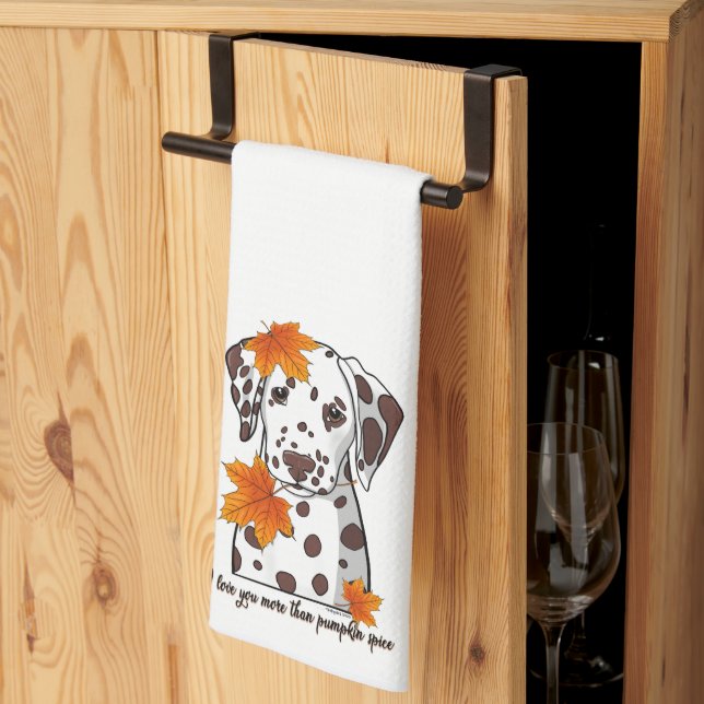 Dalmatian I Love You More Than Pumpkin Spice Tea Towel (Thirds Fold)